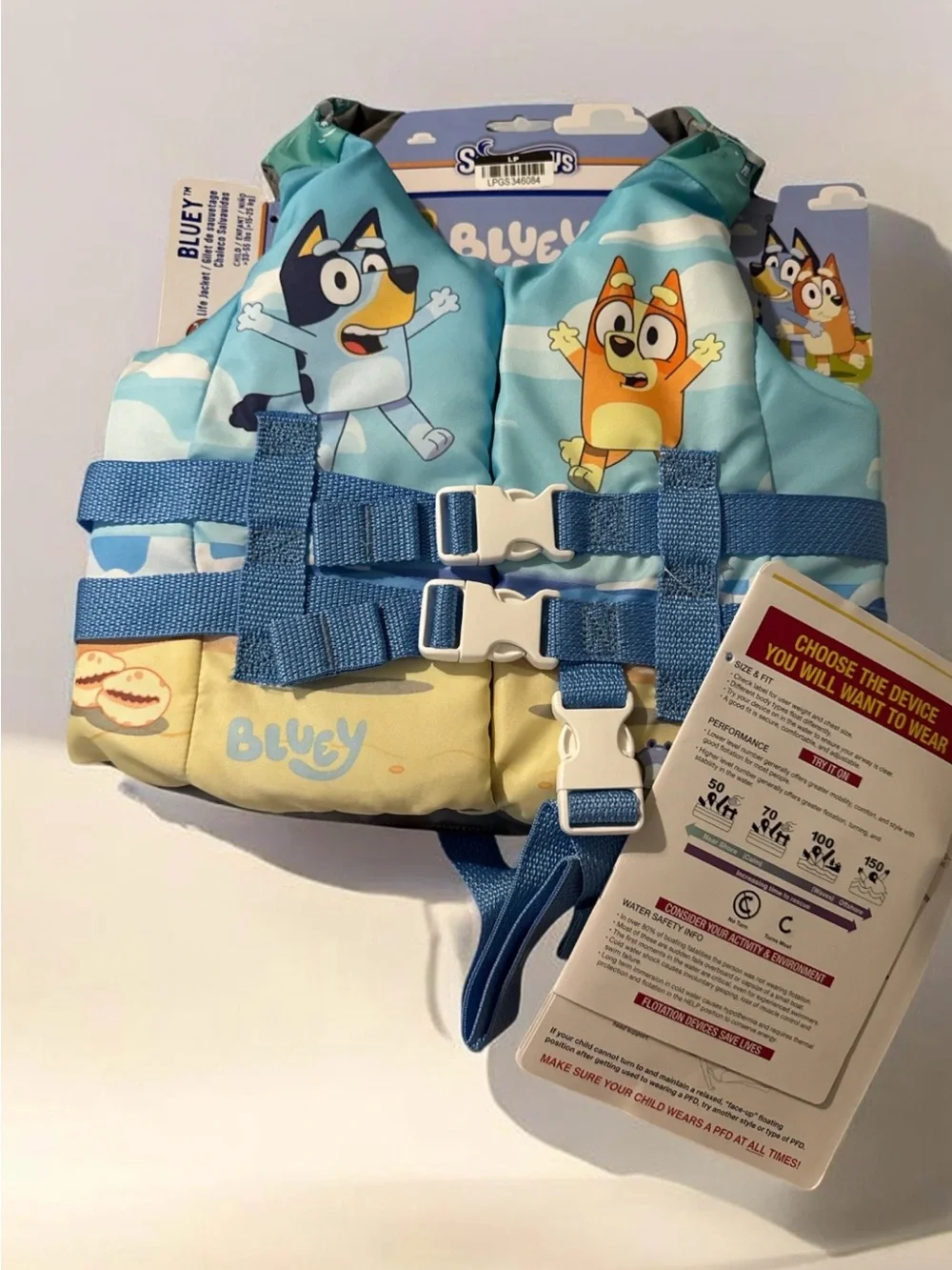 Bluey Kids' Light Blue Swim Vest with Characters
